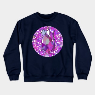 Cat on Purple Circle Crewneck Sweatshirt